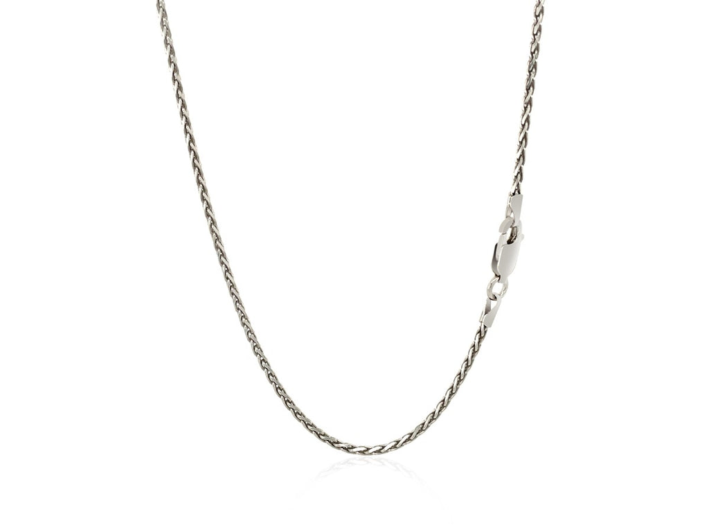Sterling Silver Rhodium Plated Wheat Chain Necklace