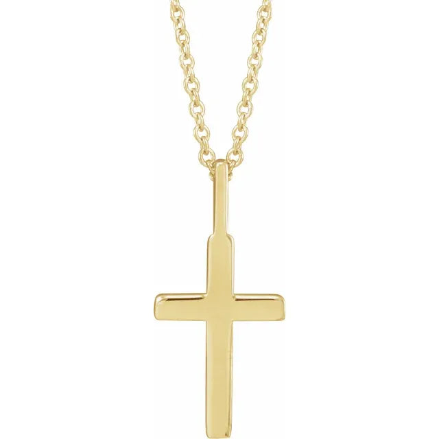 Knife Edge Cross Pendant Necklace Adjustable 16 to 18 Inch Polished Chain
