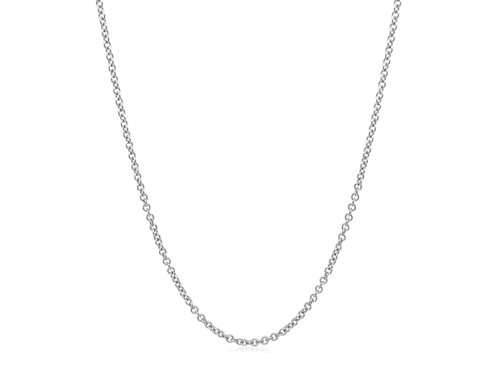 Sterling Silver Rhodium Plated  Round Cable Chain Necklace