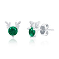Sterling Silver Green CZ Deer Antler Stud Earrings