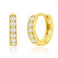 Sterling Silver 13mm CZ Hoop Earrings – Gold Plated Huggie Style