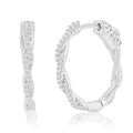 Sterling Silver Twisted CZ Hoop Earrings