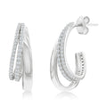 Sterling Silver Triple Row CZ Half Hoop Earrings