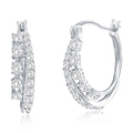 Sterling Silver CZ Overlapping Huggie Hoop Earrings