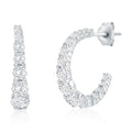 Sterling Silver Graduated CZ Inside-Outside Hoop Earrings