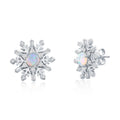Sterling Silver Opal Snowflake Stud Earrings