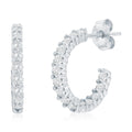 Sterling Silver Prong Set CZ Huggie Hoop Earrings