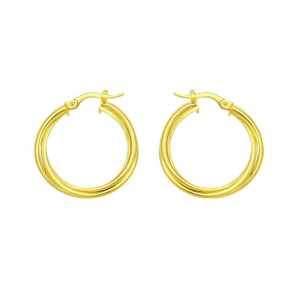 14K Yellow Gold Interlocking Medium Trinity Hoop Earrings