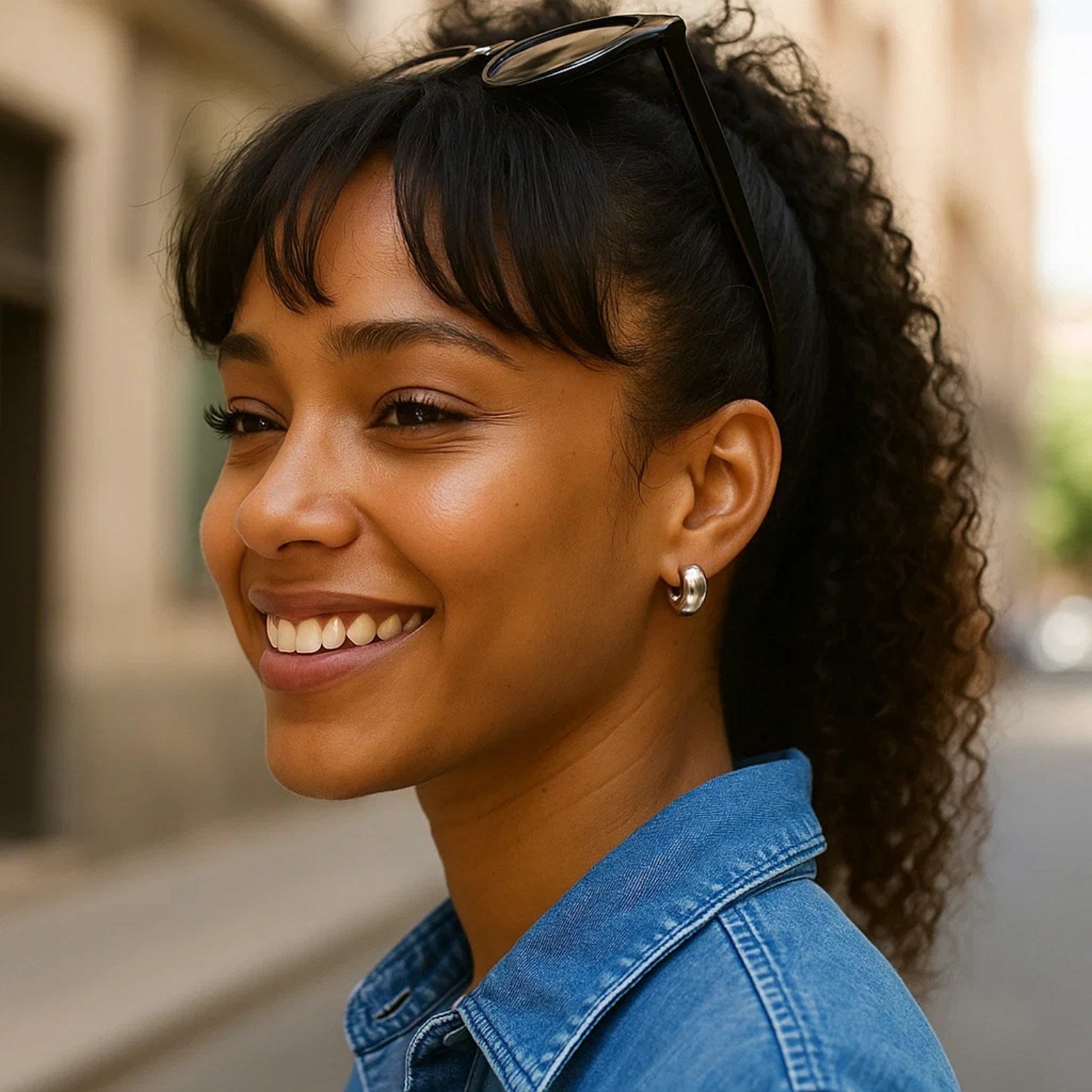Sterling Silver C Hoop Earrings