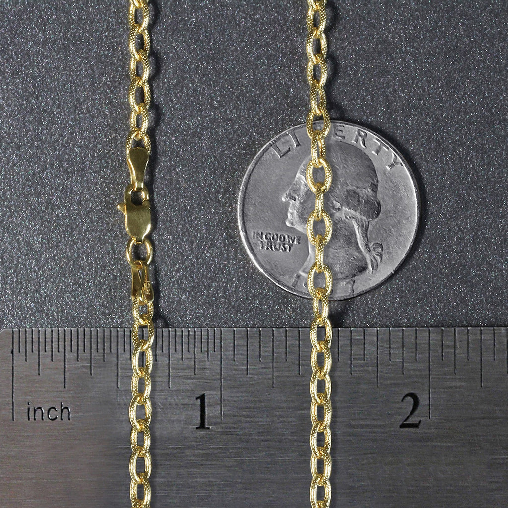 14k Yellow Gold Pendant Chain with Textured Links (3.3 mm)