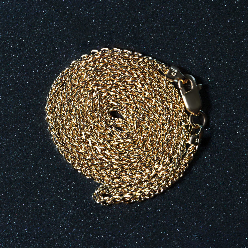 14k Yellow Gold Round Wheat Chain (1.5 mm)