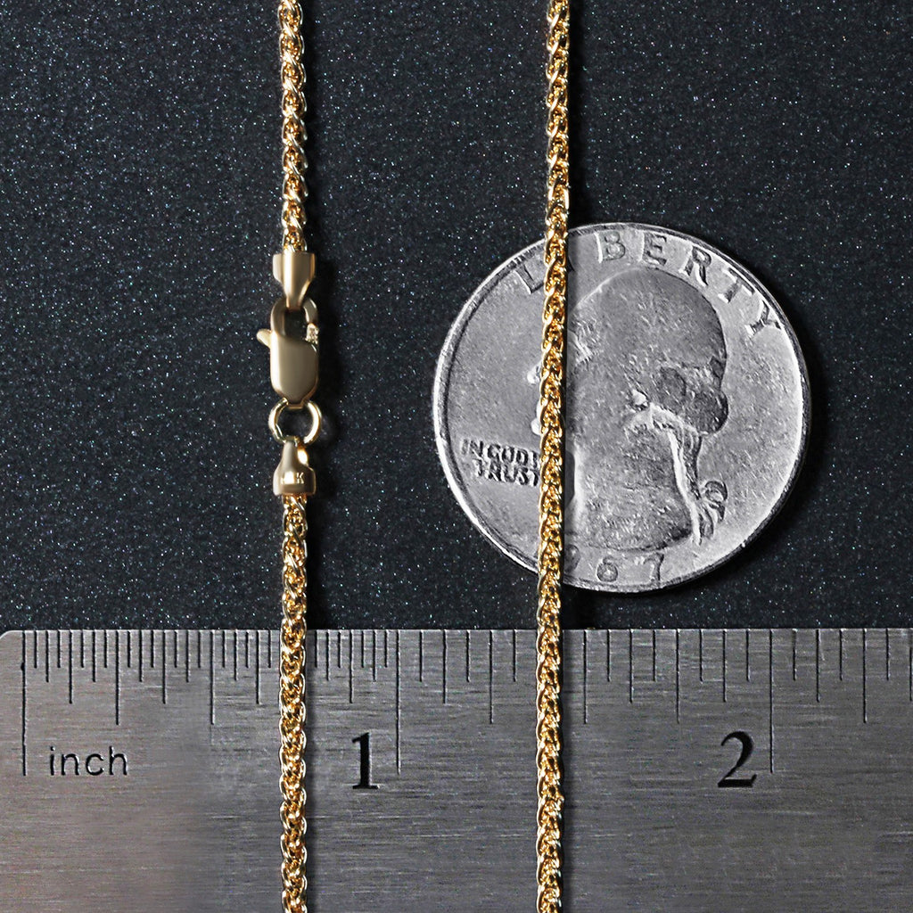 14k Yellow Gold Round Wheat Chain (1.5 mm)