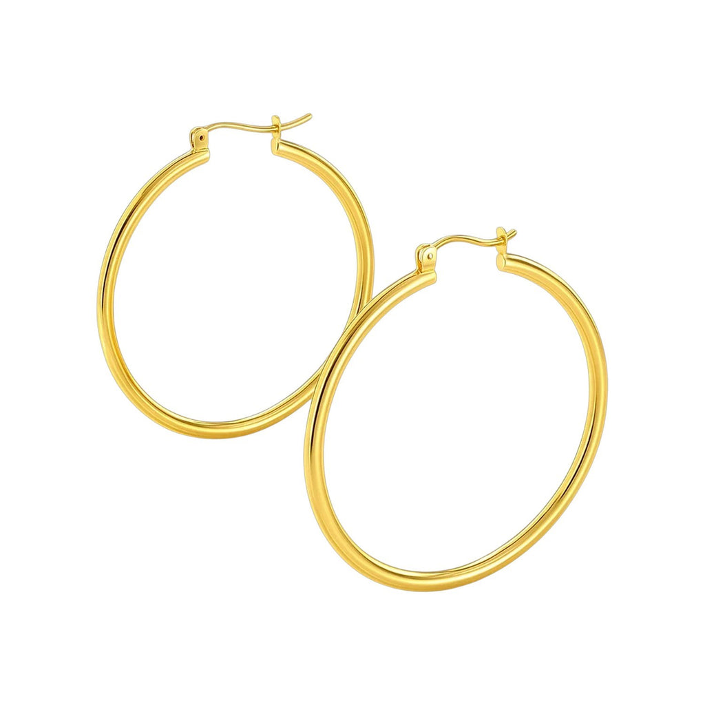 14k Yellow Gold Polished Hoop Earrings (1.5x40mm)