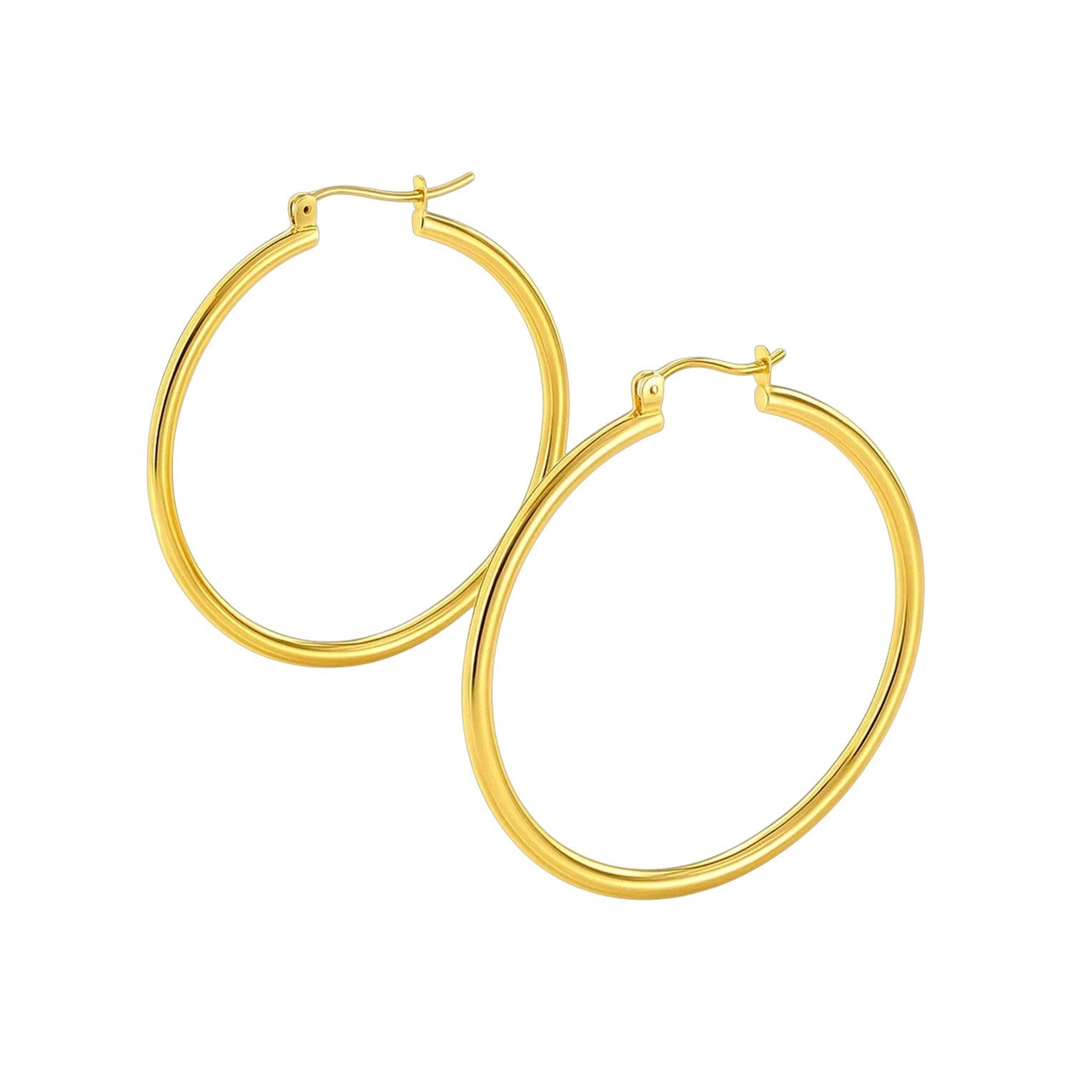 14k Yellow Gold Polished Hoop Earrings (1.5x40mm)