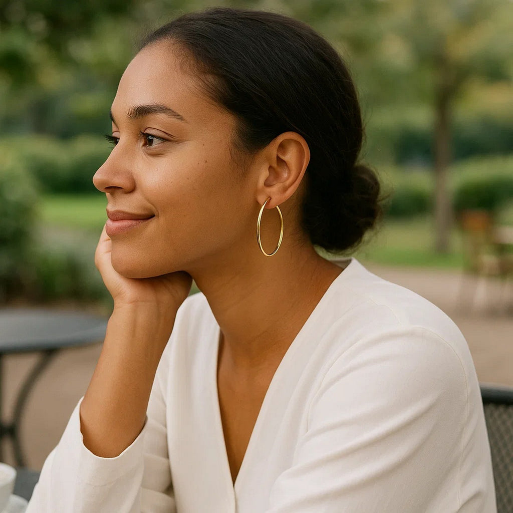 14k Yellow Gold Polished Hoop Earrings (1.5x40mm)