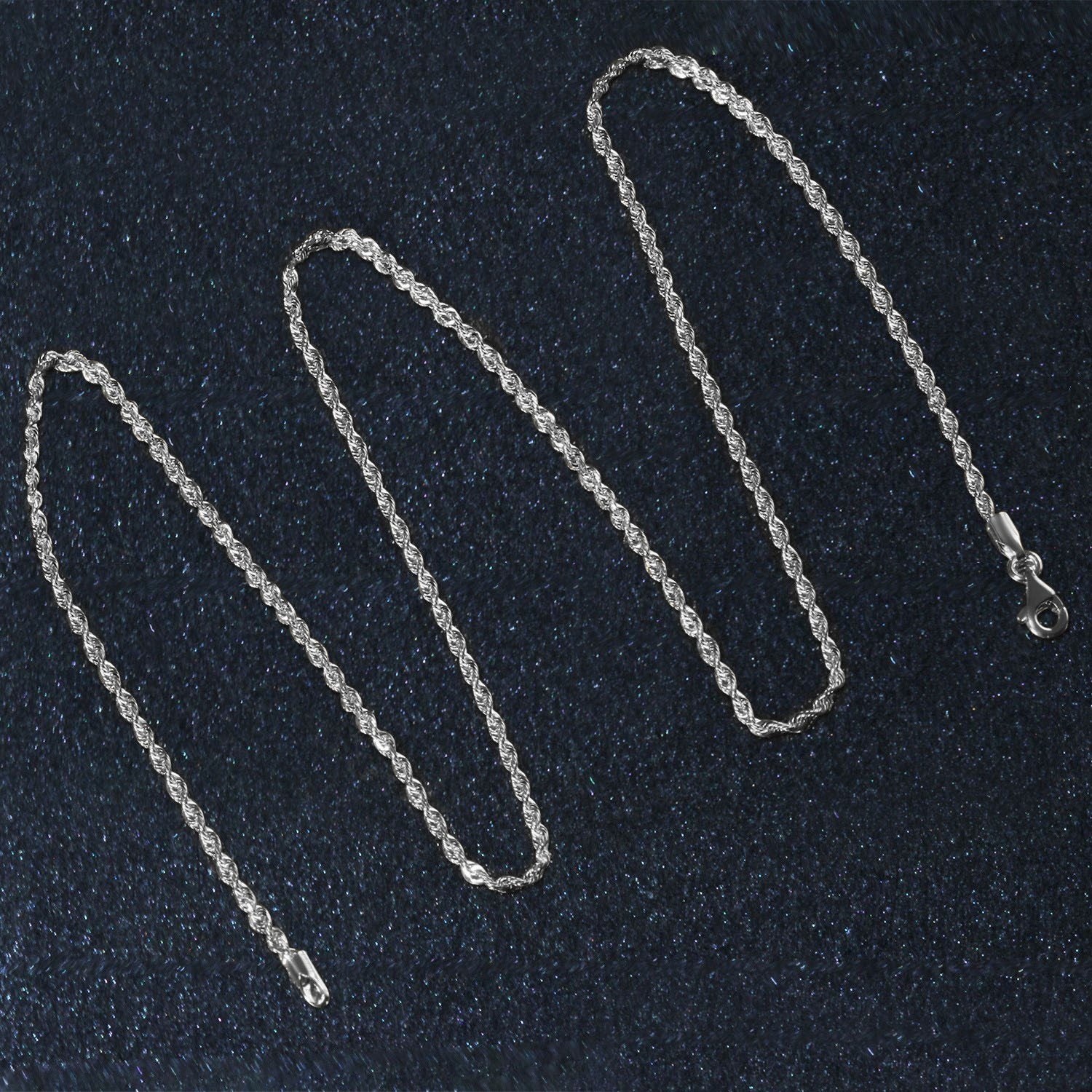 14k White Gold Solid Diamond Cut Rope Chain (1.80 mm)