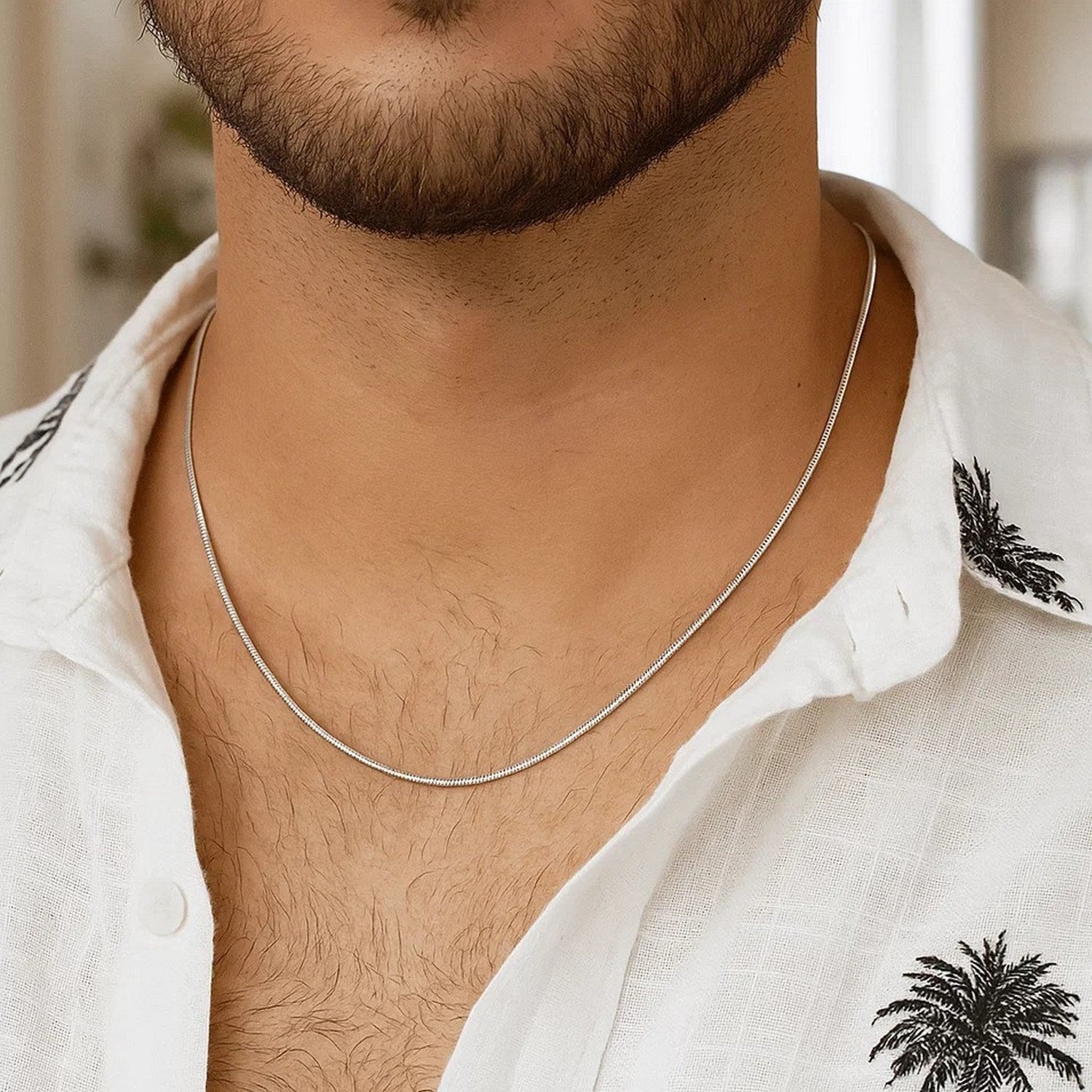 Sterling Silver Rhodium Plated Octagonal Snake Chain (0.90 mm)