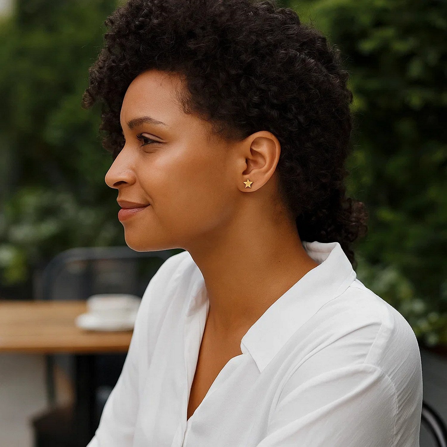 14k Yellow Gold Post Earrings with Stars(6.5mm)