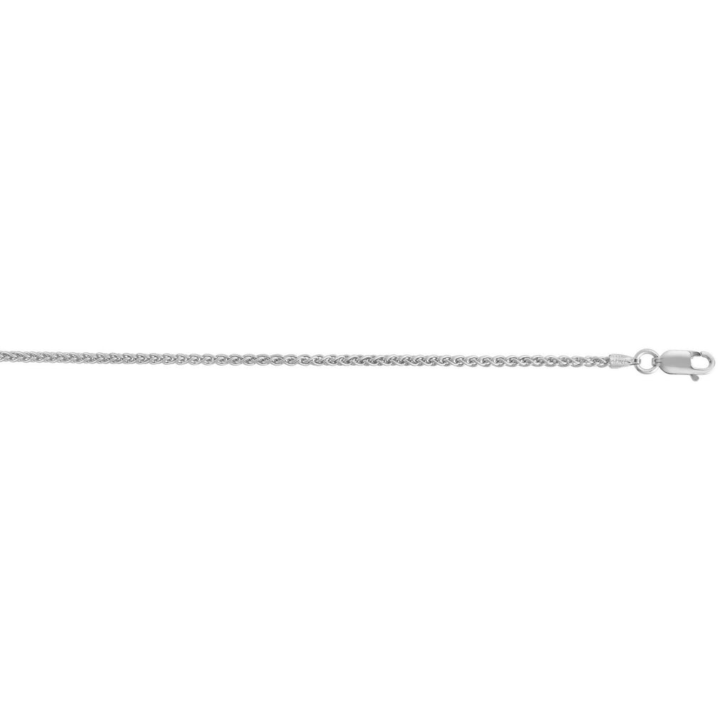 Sterling Silver Rhodium Plated Wheat Chain (1.90 mm)