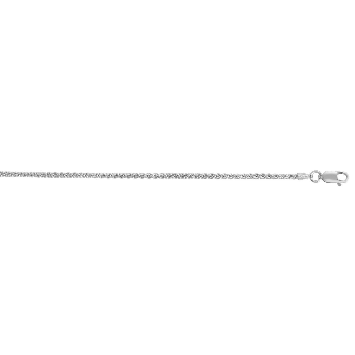 Sterling Silver Rhodium Plated Wheat Chain (1.90 mm)