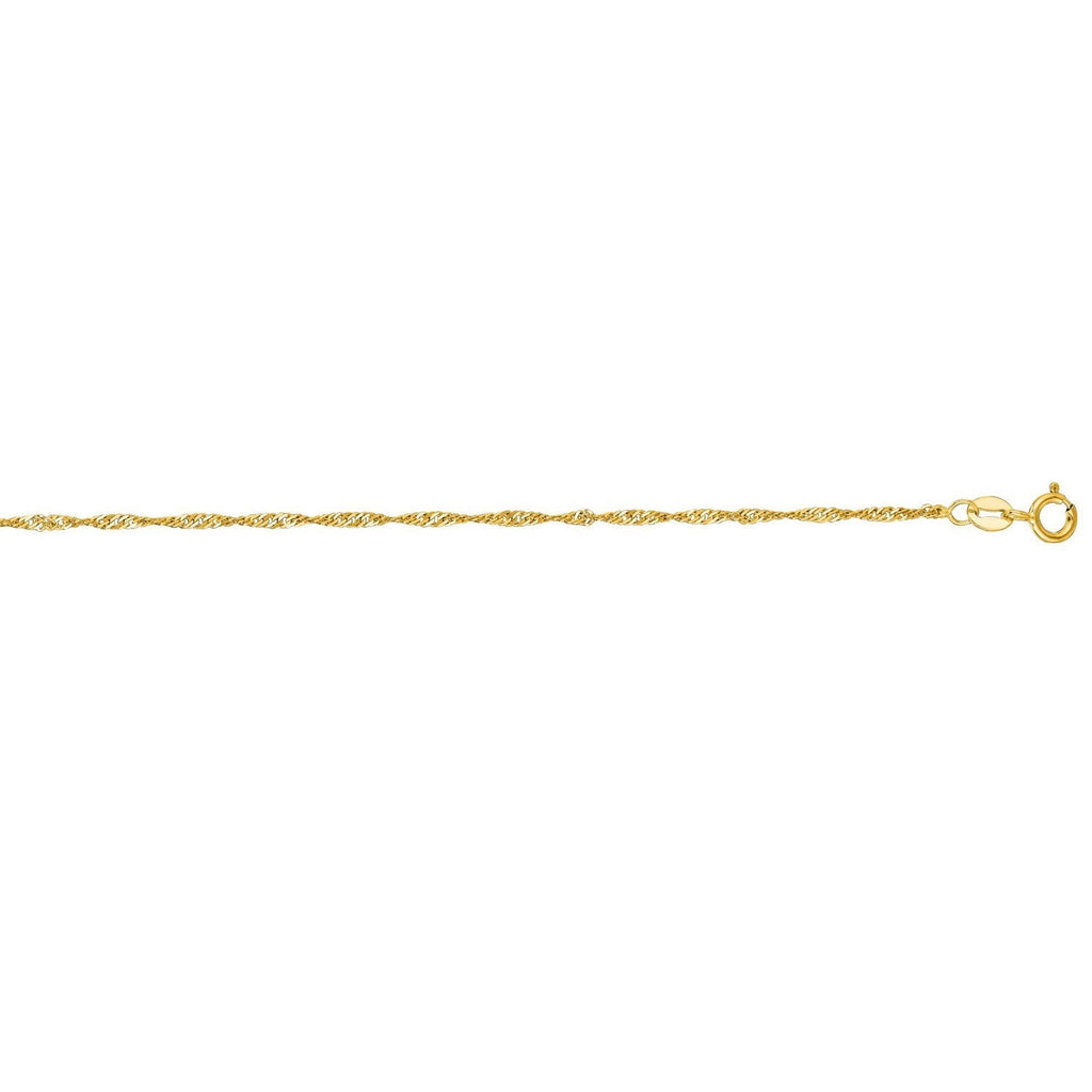 14k Yellow Gold Singapore Anklet 1.5mm