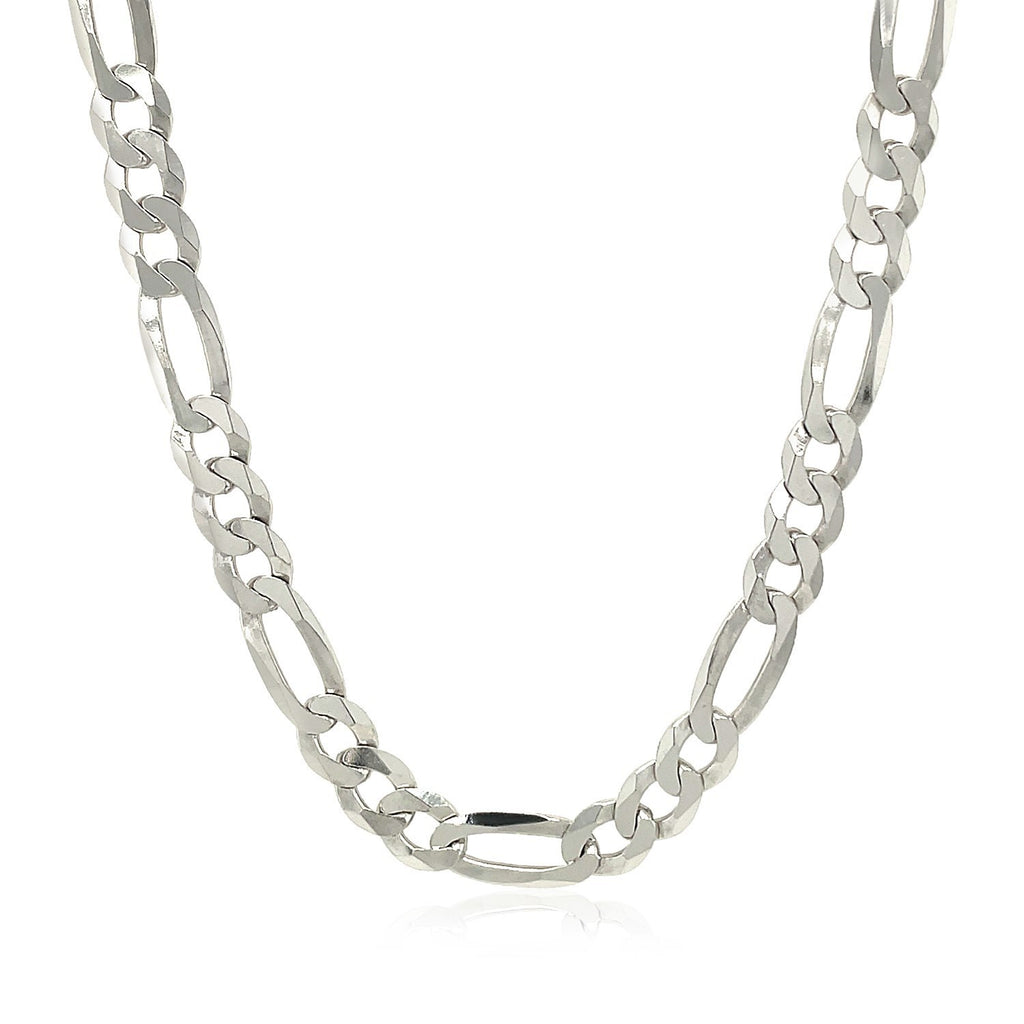 Rhodium Plated Sterling Silver Figaro Style Chain (8.10 mm)