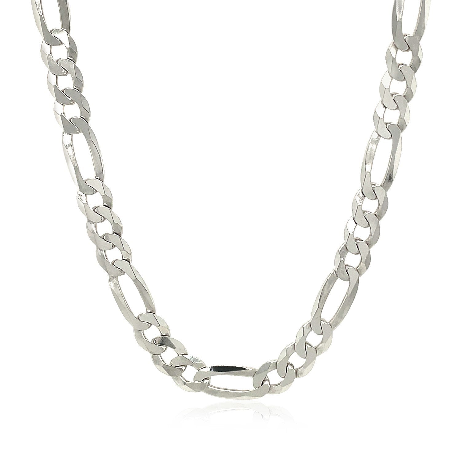 Rhodium Plated Sterling Silver Figaro Style Chain (8.10 mm)