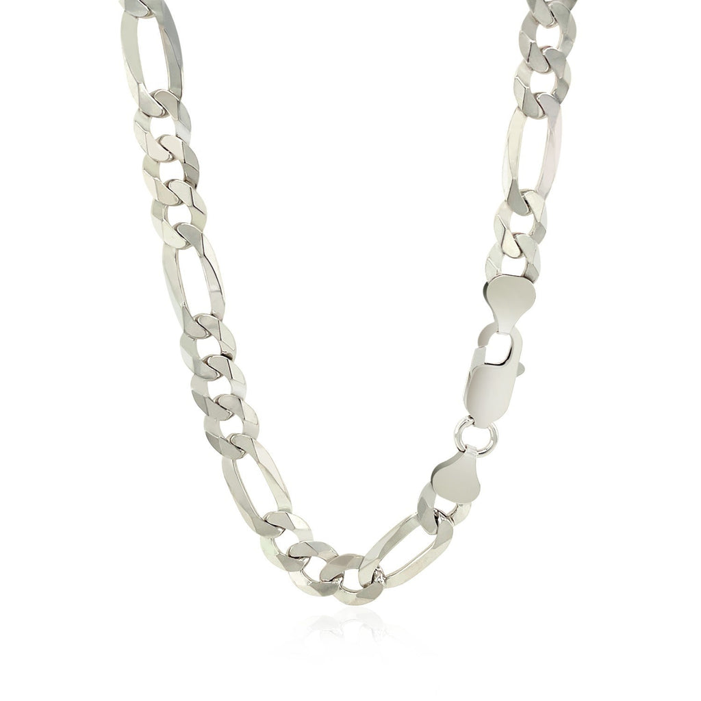 Rhodium Plated 8.8mm Sterling Silver Figaro Style Chain (8.80 mm)