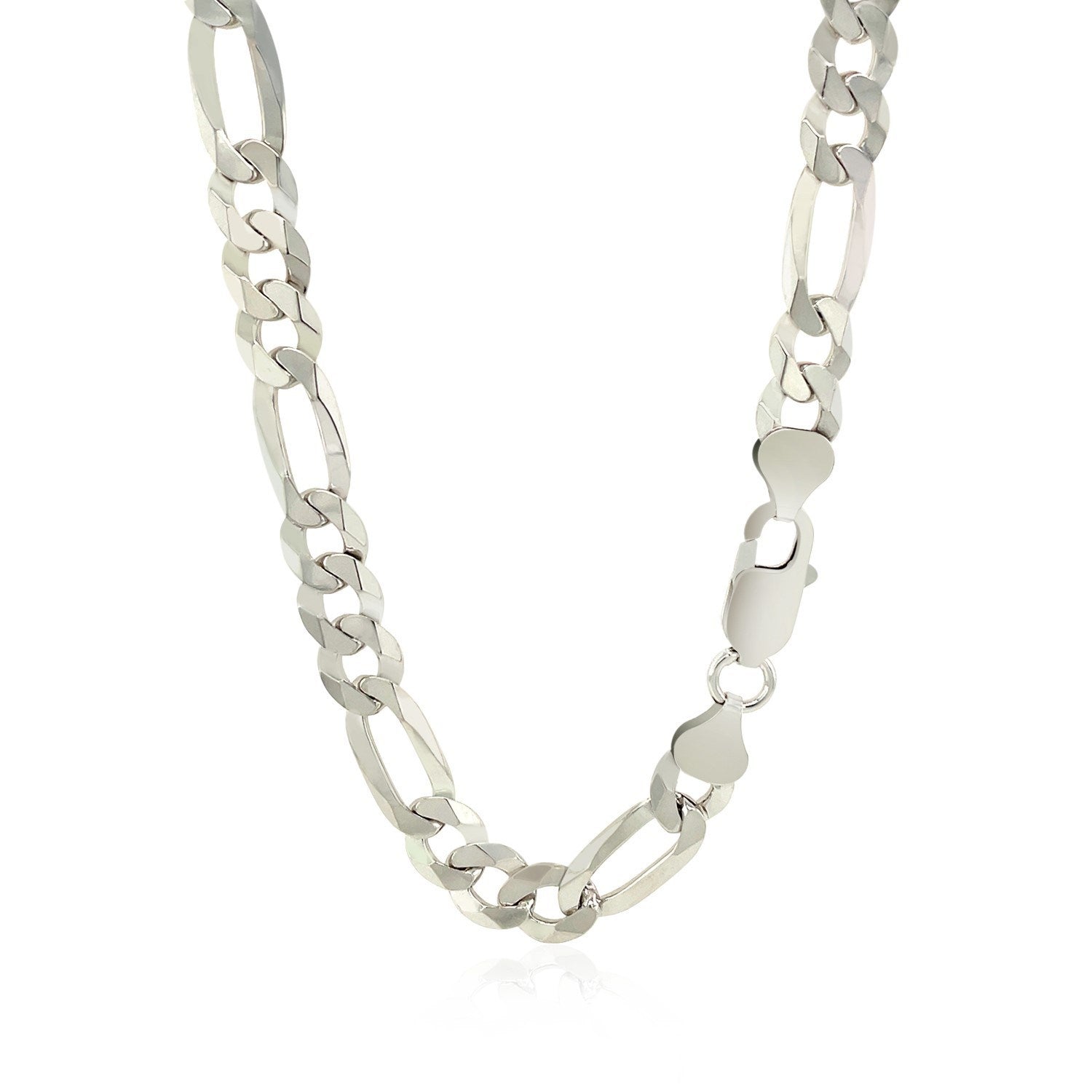 Rhodium Plated 8.8mm Sterling Silver Figaro Style Chain (8.80 mm)