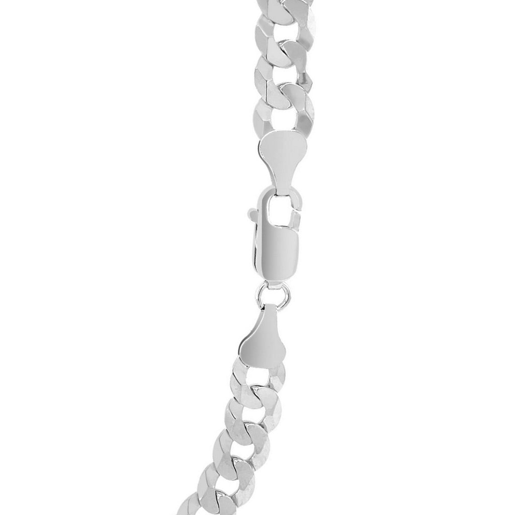 Rhodium Plated Sterling Silver Curb Style Chain (7.20 mm)