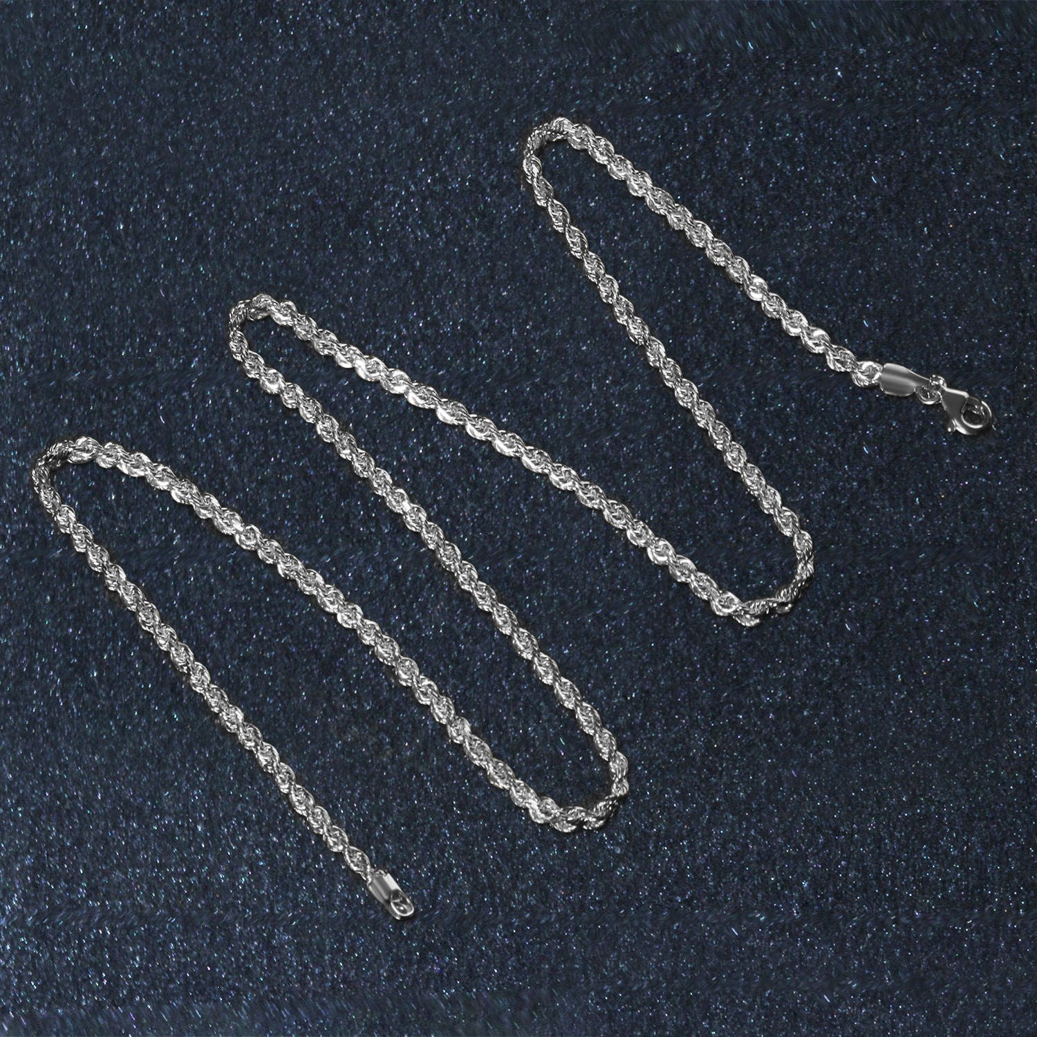 14k White Gold Solid Diamond Cut Rope Chain (2.50 mm)