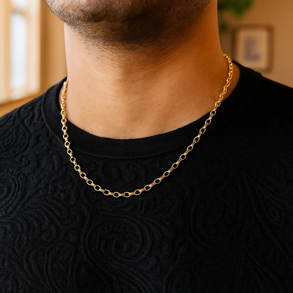 14k Yellow Gold Oval Rolo Chain (3.20 mm)