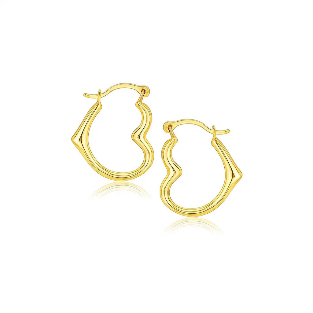 10k Yellow Gold Heart Hoop Earrings