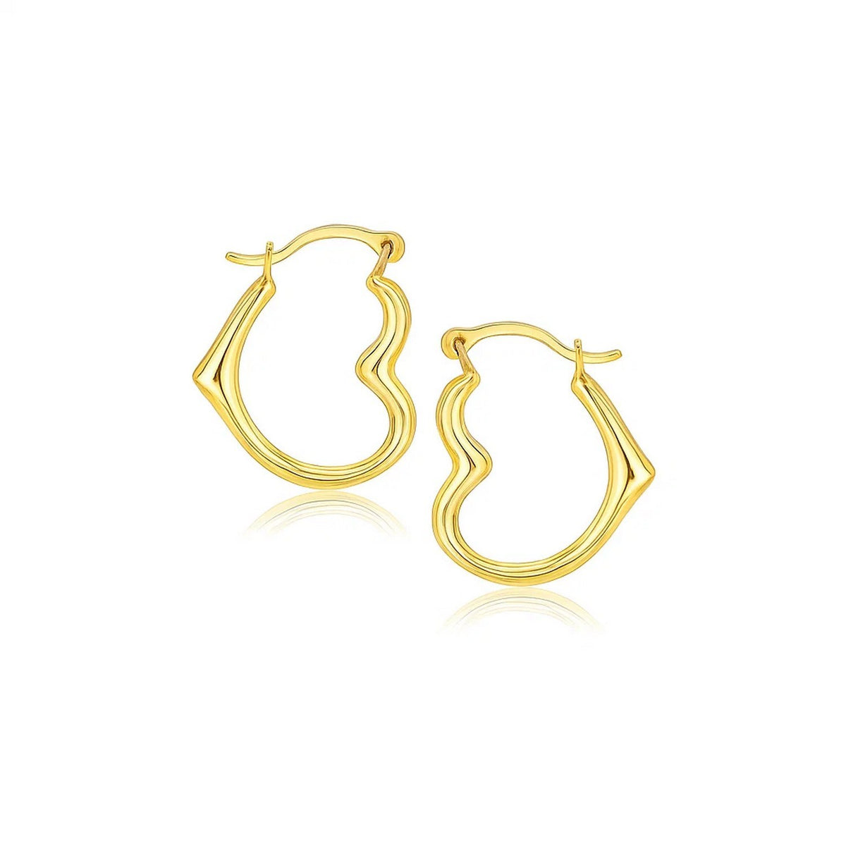 10k Yellow Gold Heart Hoop Earrings