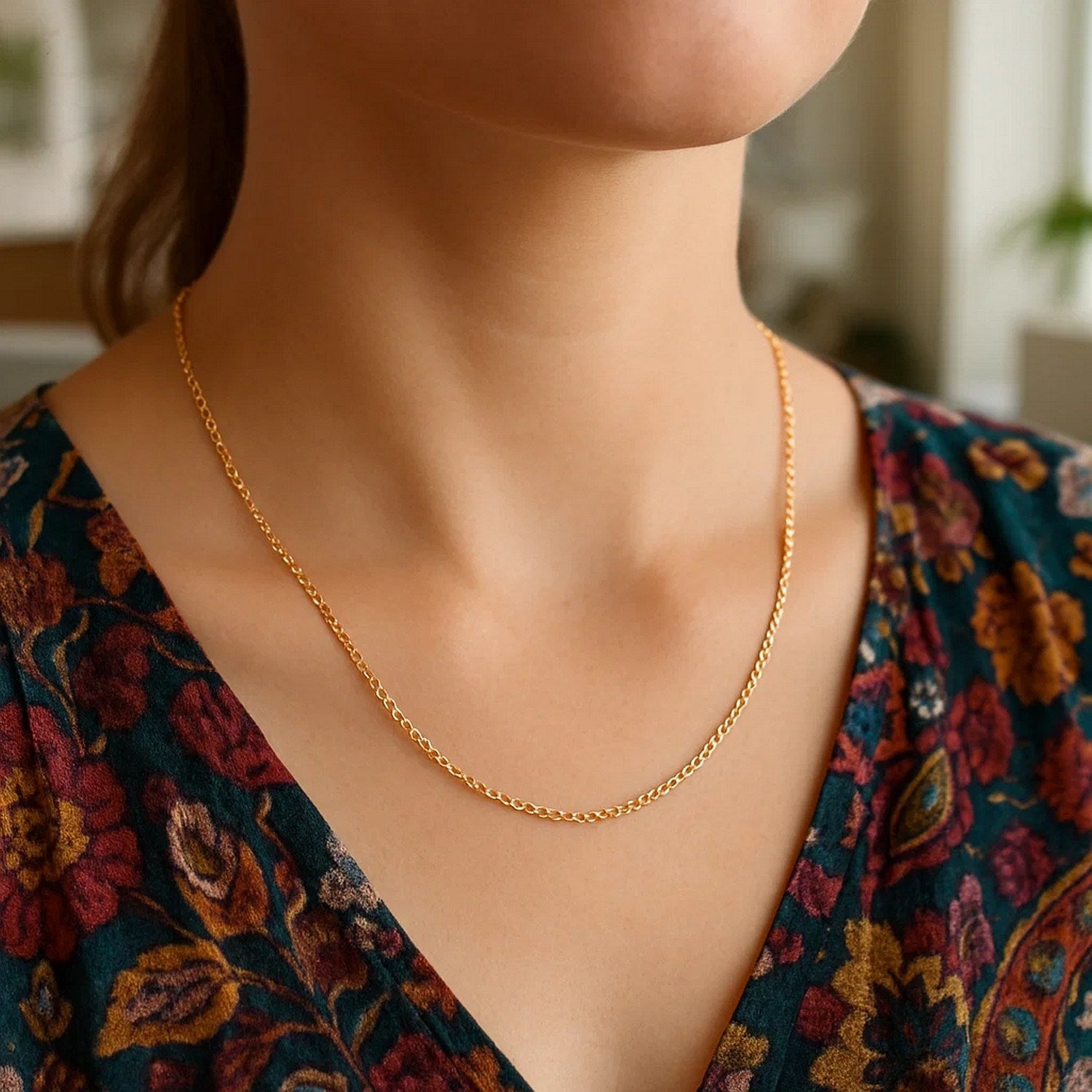 14k Yellow Gold Round Cable Link Chain (1.5 mm)