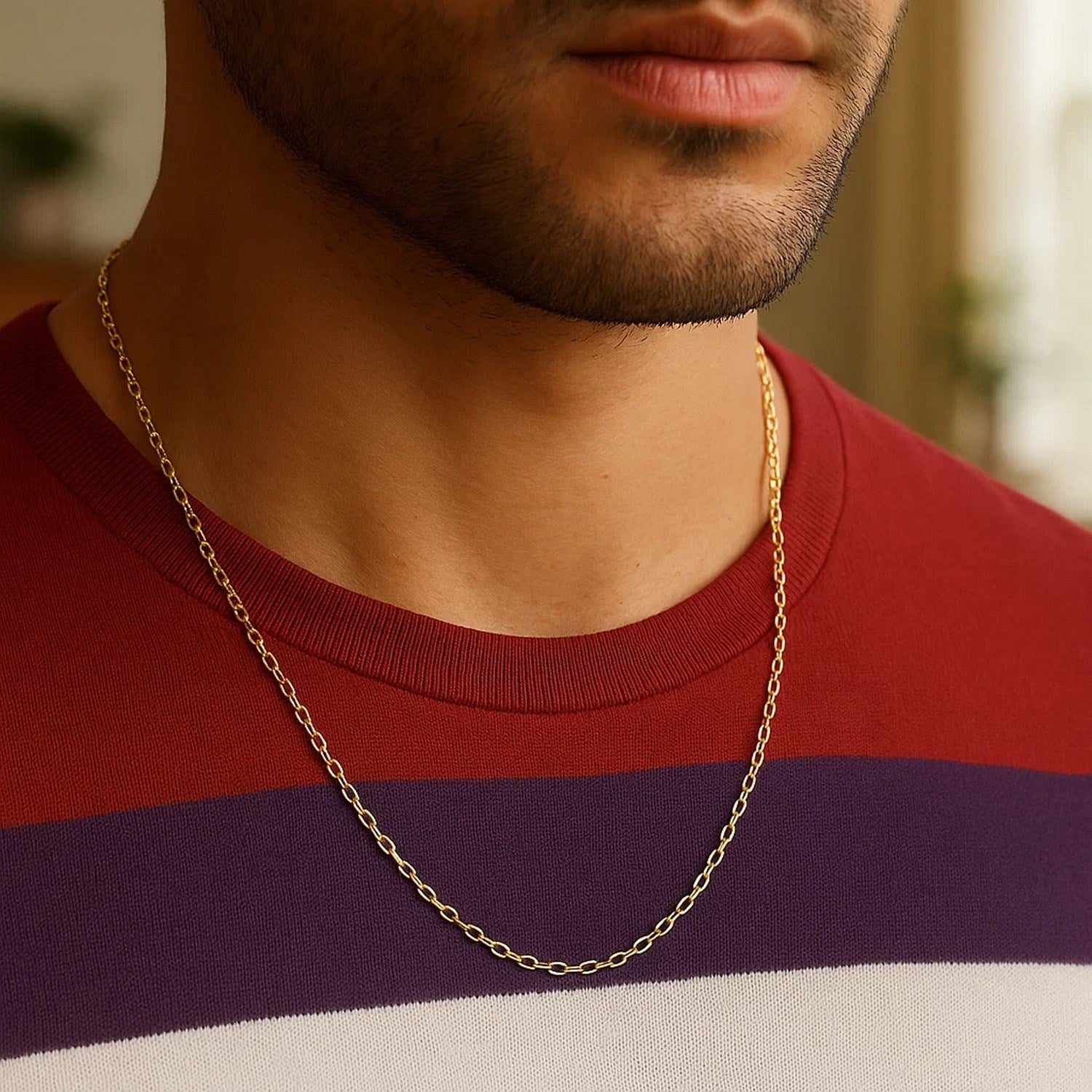 14k Yellow Gold Oval Cable Link Chain (1.50 mm)