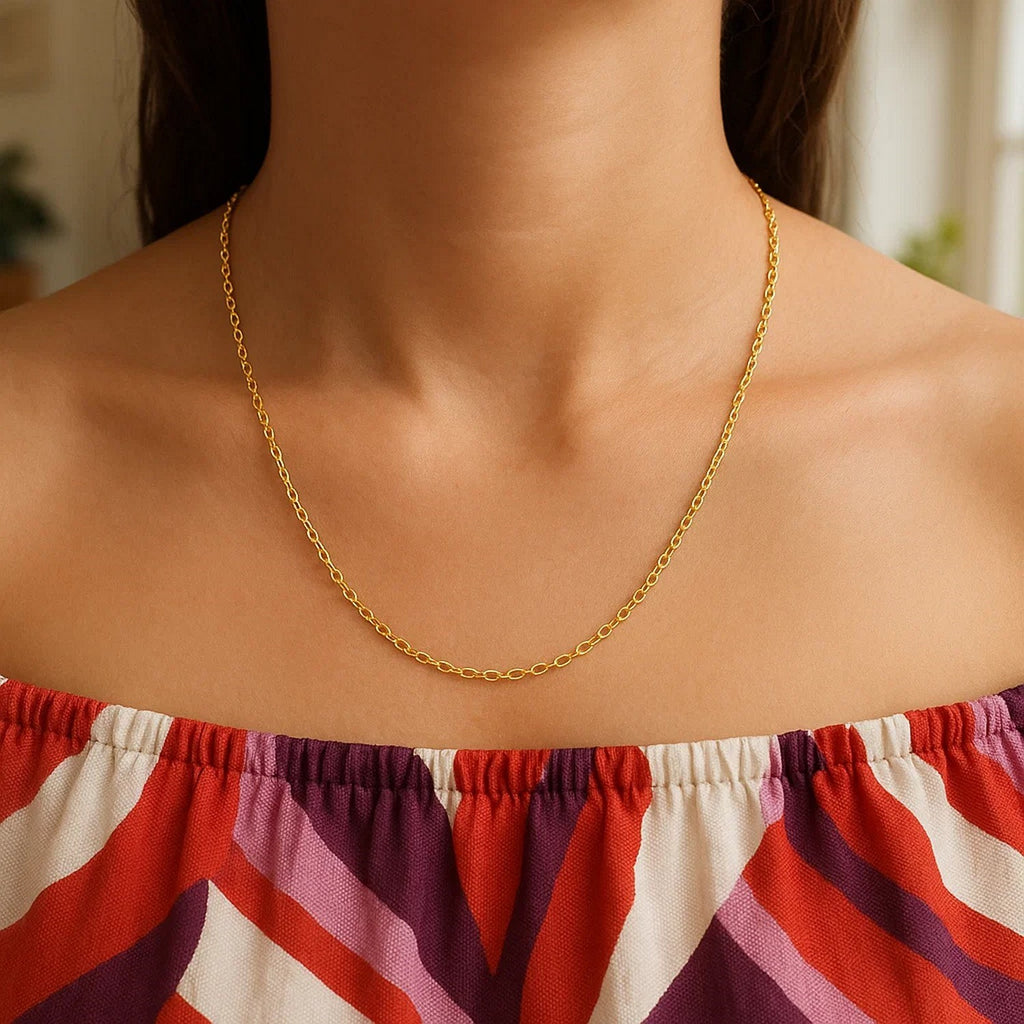 14k Yellow Gold Oval Cable Link Chain (1.50 mm)