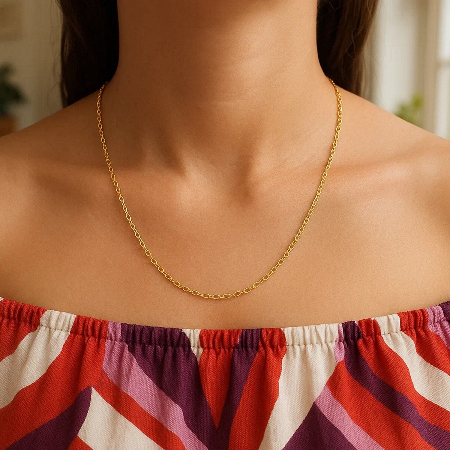 14k Yellow Gold Oval Cable Link Chain (1.50 mm)