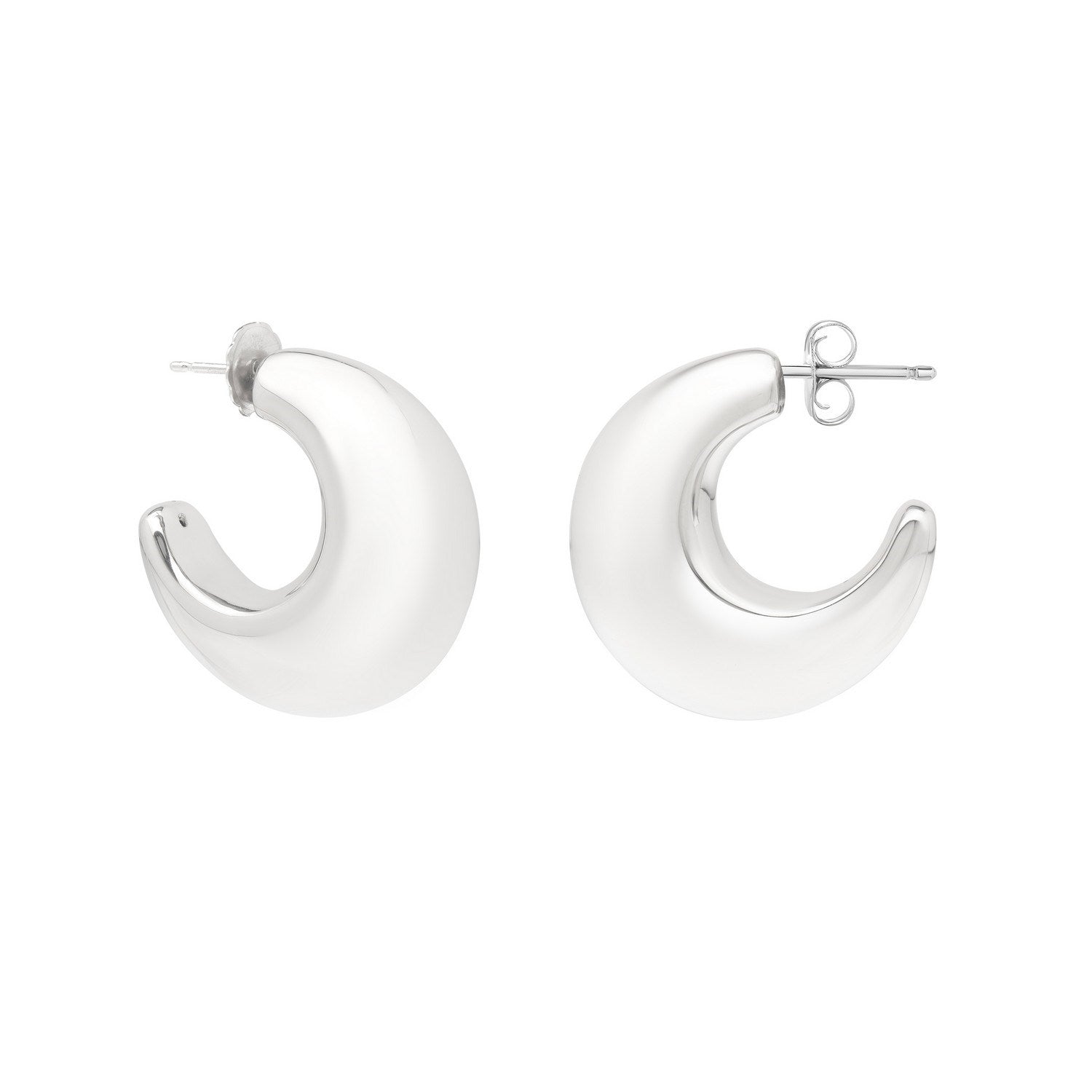Sterling Silver Half Moon Hoop Earrings
