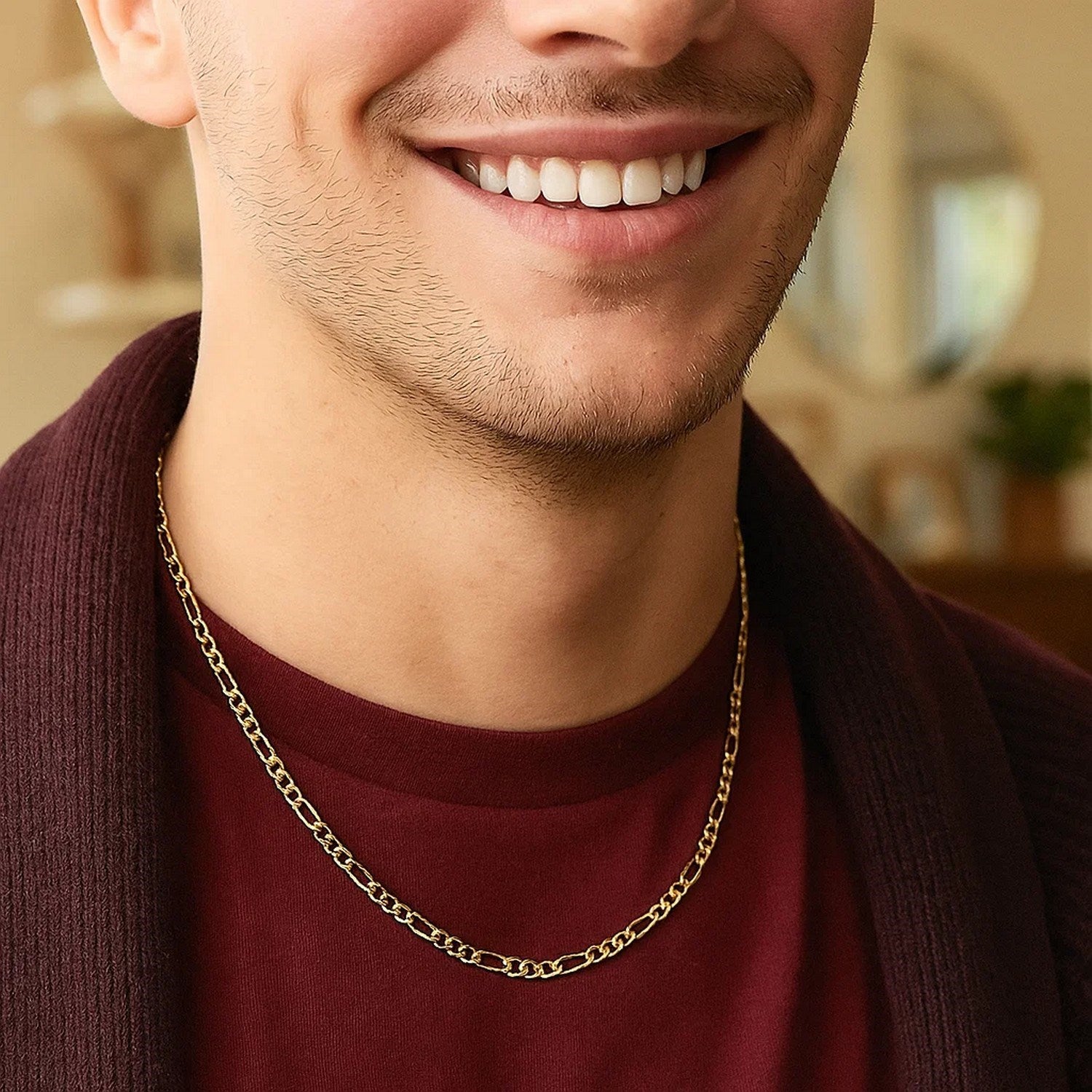 14k Yellow Gold Lite Figaro Chain (3.70 mm)