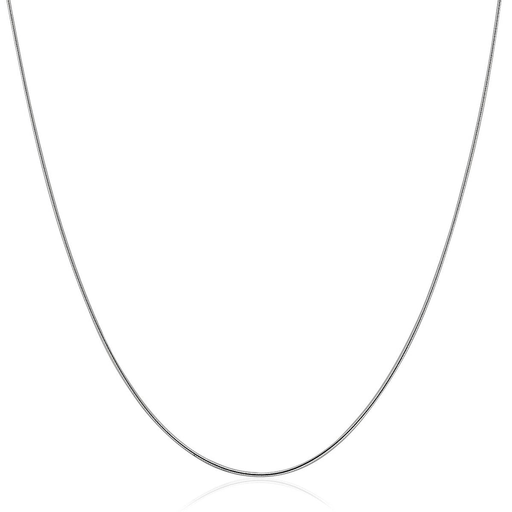 14k White Gold Thin Motif Round Omega Necklace