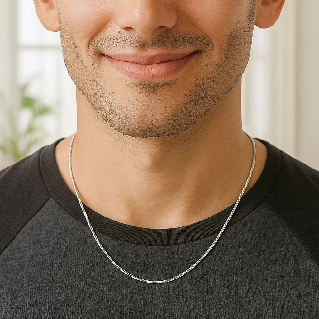 Rhodium Plated Sterling Silver Snake Style Chain (1.20 mm)