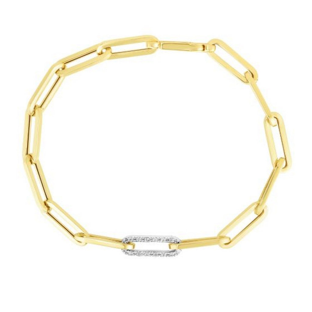 14k Yellow Gold Paperclip Chain Necklace with Diamond Link (6.00 mm)