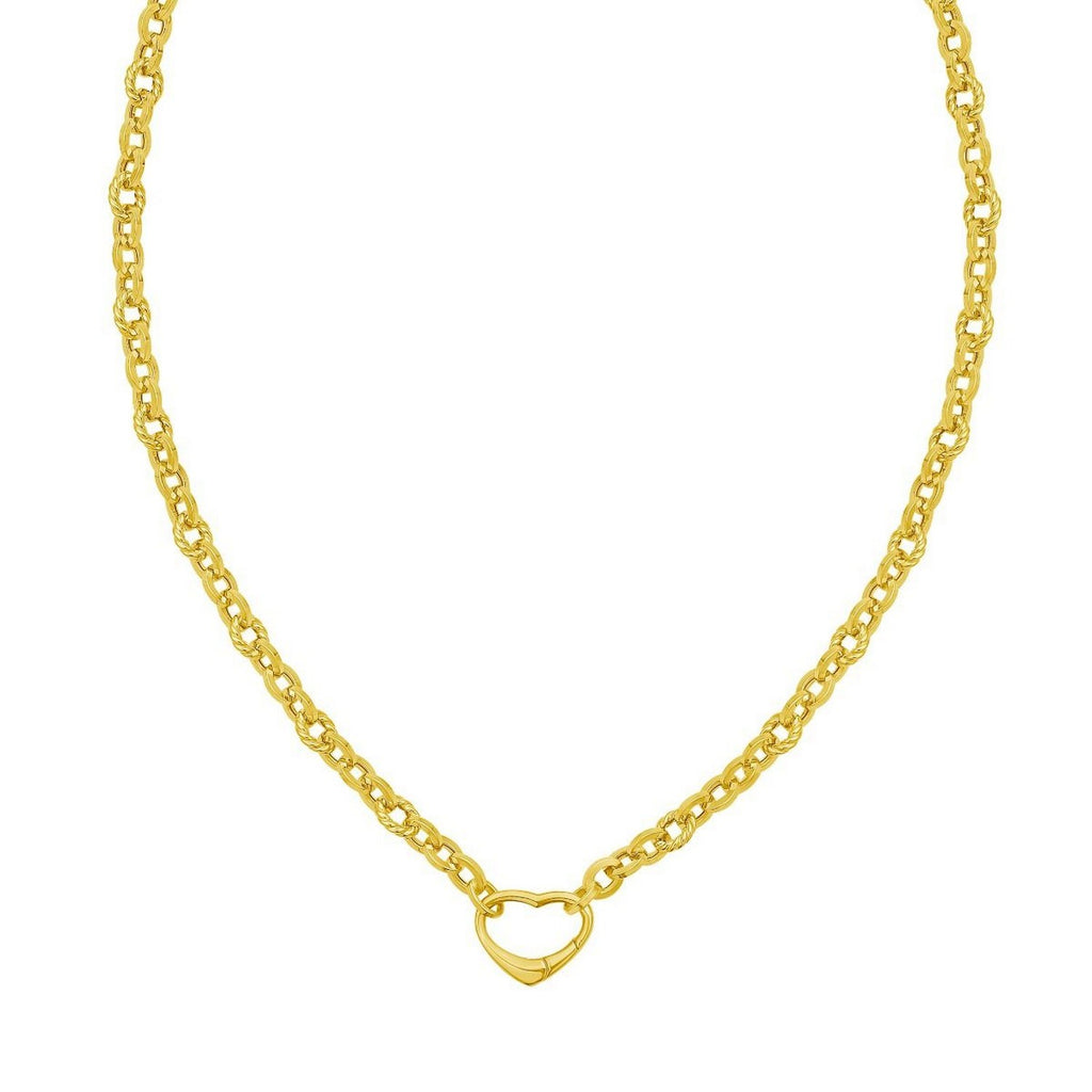 14K Yellow Gold Heart Lock Charm Necklace (5.80 mm)