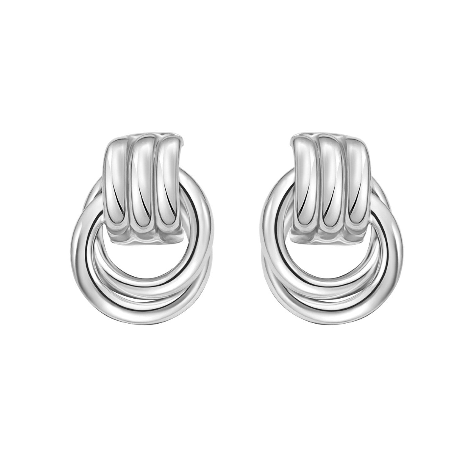 Sterling Silver Triple Door Knocker Hoop Earrings