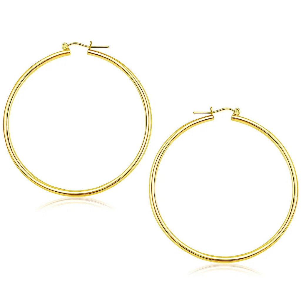 14k Yellow Gold Polished Hoop Earrings (2x55mm)