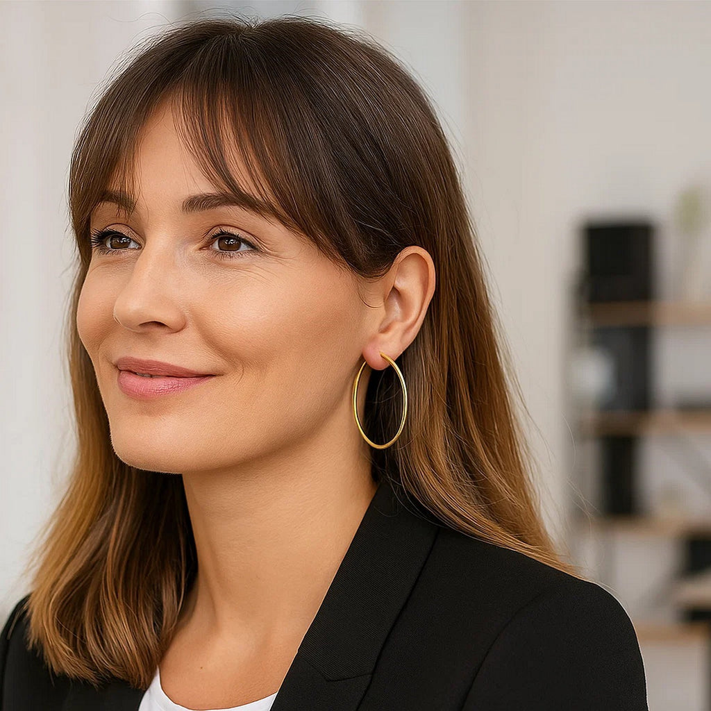 14k Yellow Gold Polished Hoop Earrings (2x55mm)