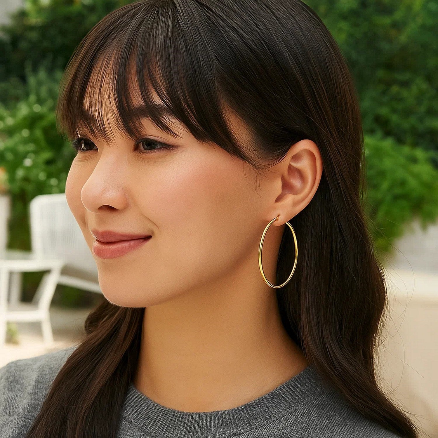 14k Yellow Gold Polished Hoop Earrings (2x55mm)