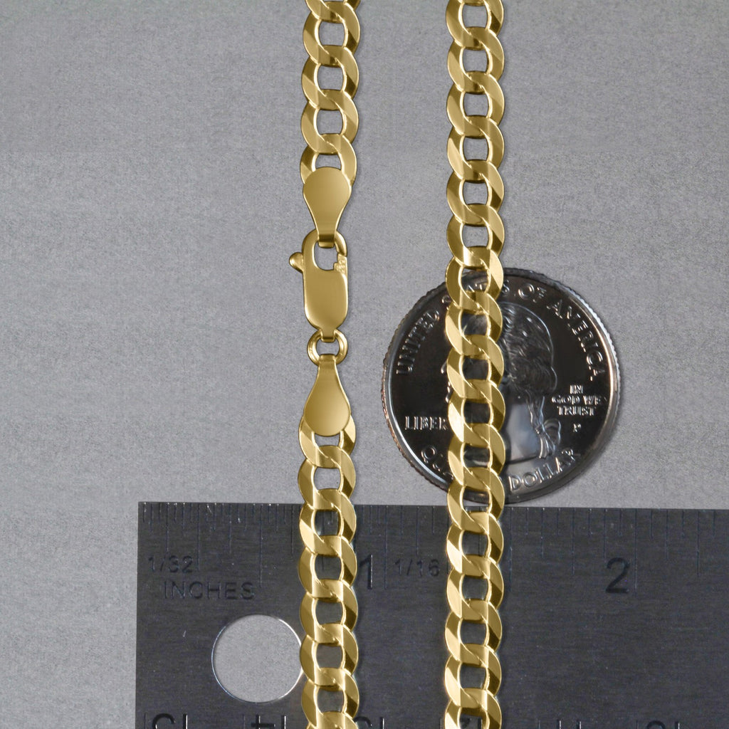 14k Yellow Gold Solid Curb Chain (5.70 mm)