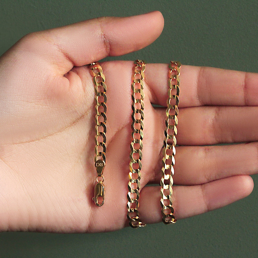 14k Yellow Gold Solid Curb Chain (5.70 mm)